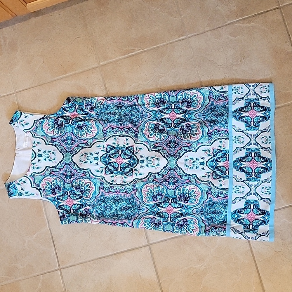 London Times aqua and pink dress size 6